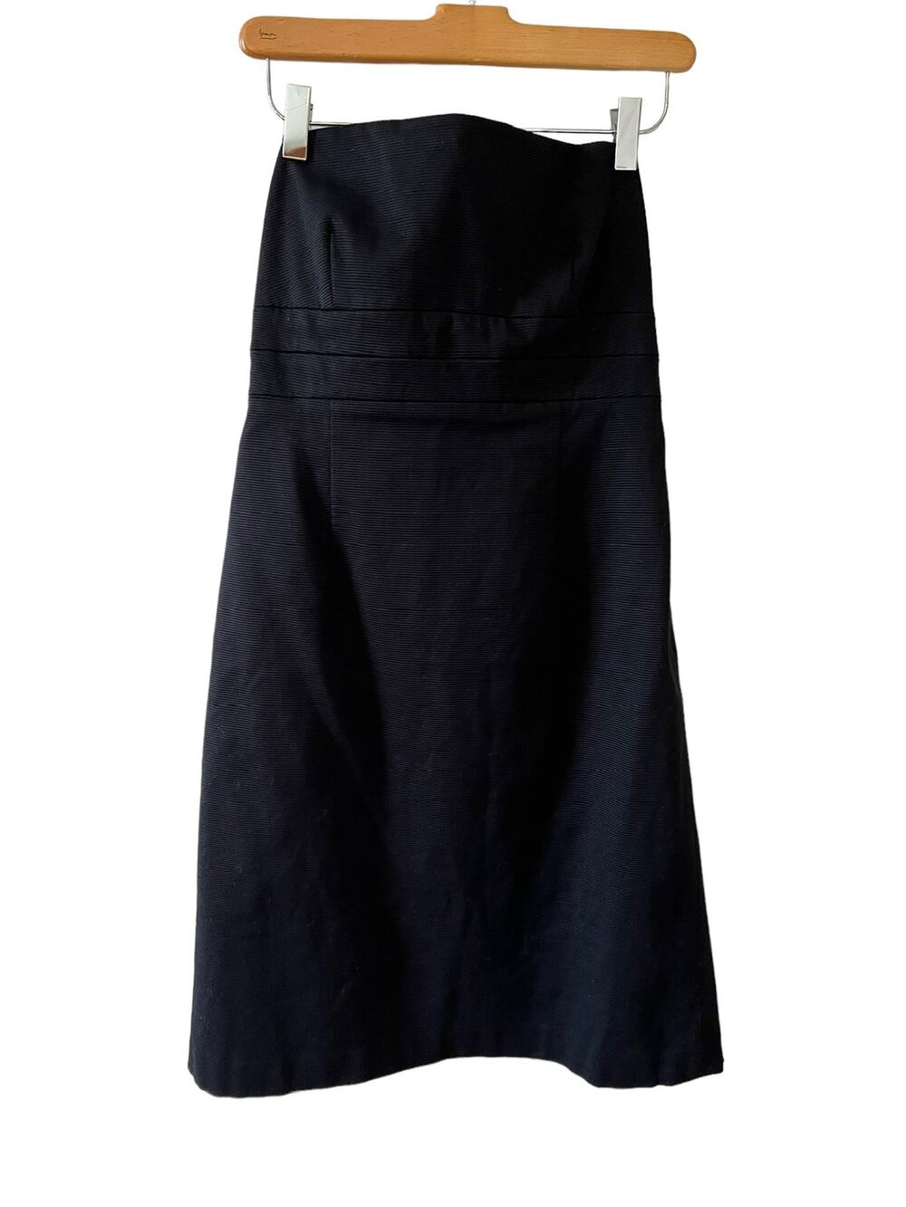 Banana Republic Strapless Textured Cotton Dress Black 6
